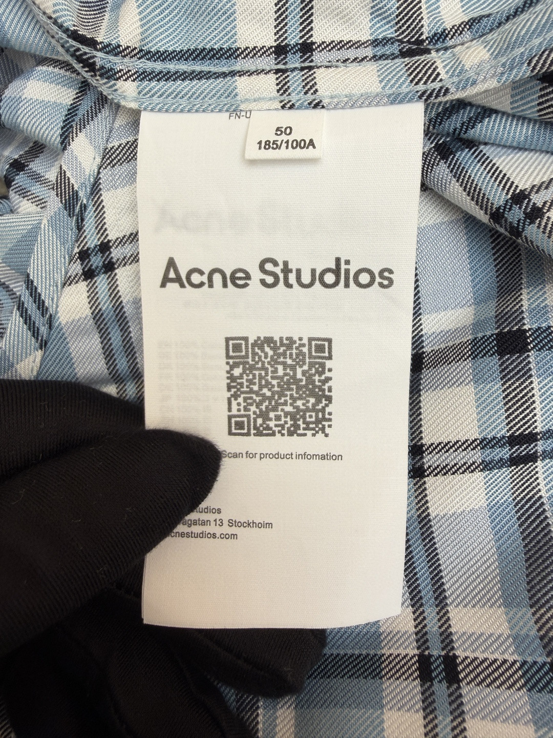 Acne Studios 1996蓝白格纹衬衫 短袖 外套 A7 BB0701-DXB