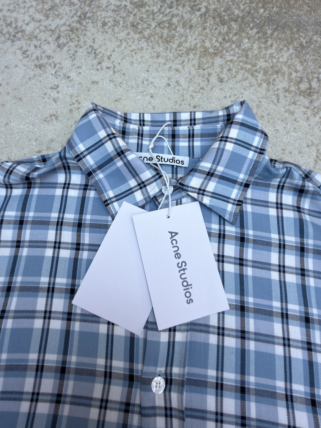 Acne Studios 1996蓝白格纹衬衫 短袖 外套 A7 BB0701-DXB