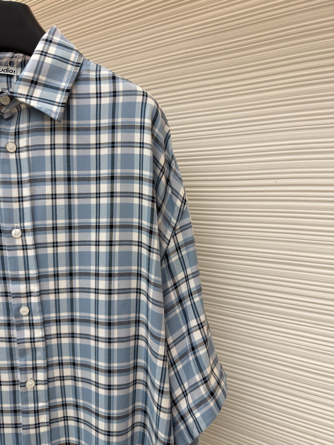 Acne Studios 1996蓝白格纹衬衫 短袖 外套 A7 BB0701-DXB