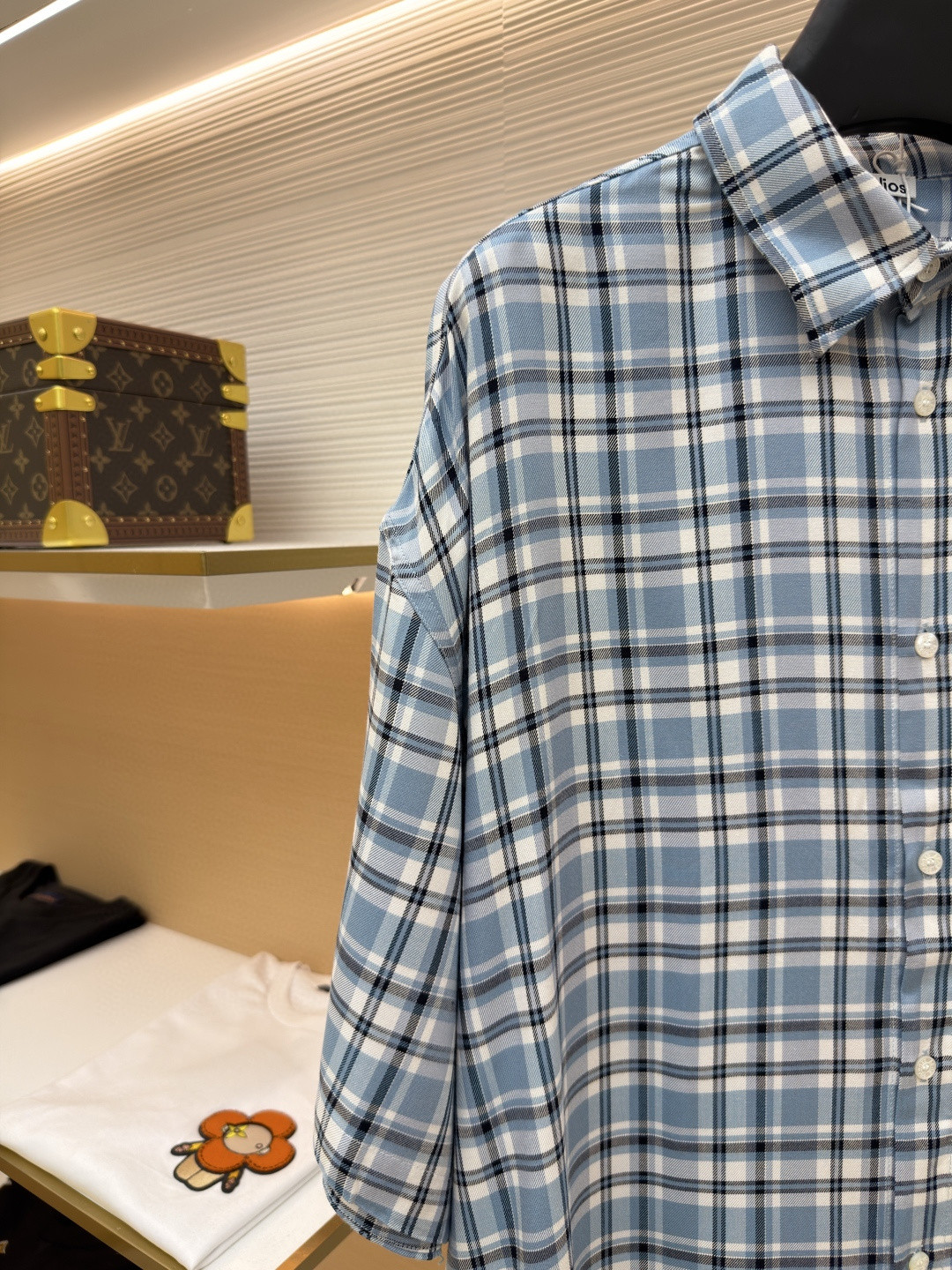Acne Studios 1996蓝白格纹衬衫 短袖 外套 A7 BB0701-DXB