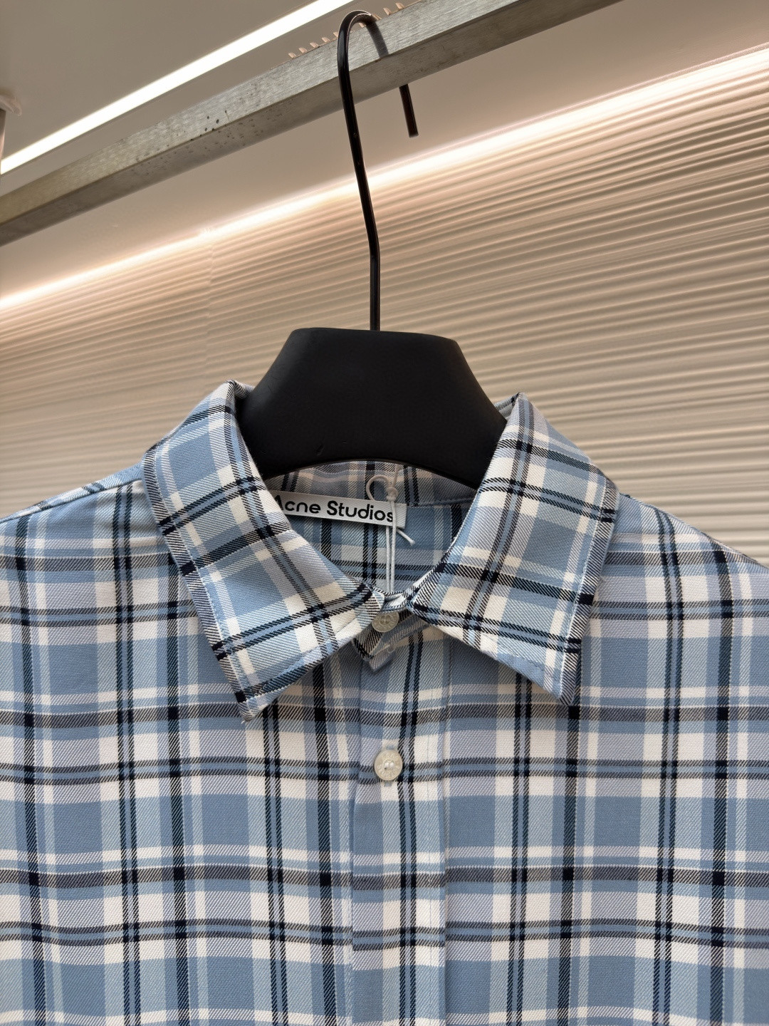 Acne Studios 1996蓝白格纹衬衫 短袖 外套 A7 BB0701-DXB