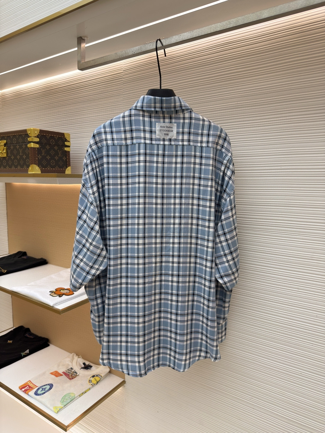 Acne Studios 1996蓝白格纹衬衫 短袖 外套 A7 BB0701-DXB