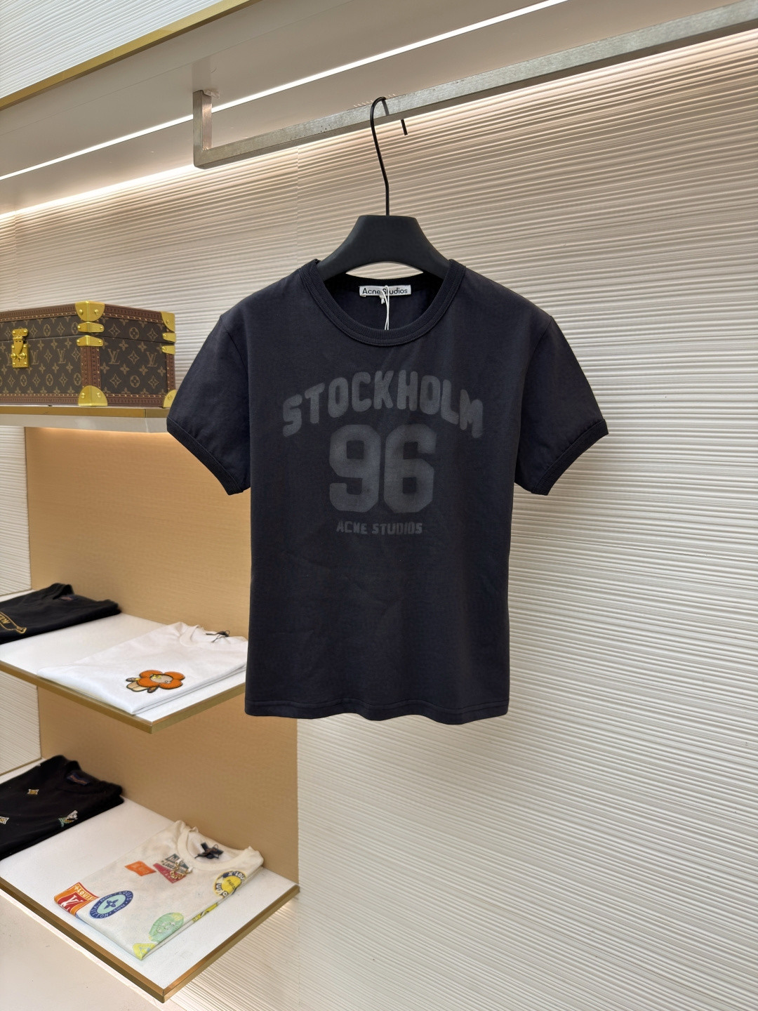 Acne Studios 徽标图案圆领T恤 短袖 女款 黑色 A0 AL0539-DC2