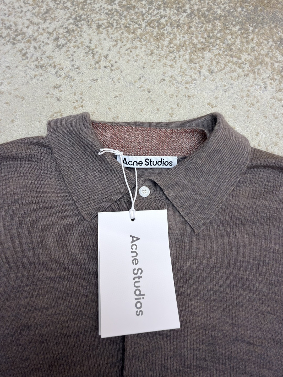 Acne Studios 假两件拼接polo领针织衫 短袖 女款 浅棕色 B0 A60644-CUO