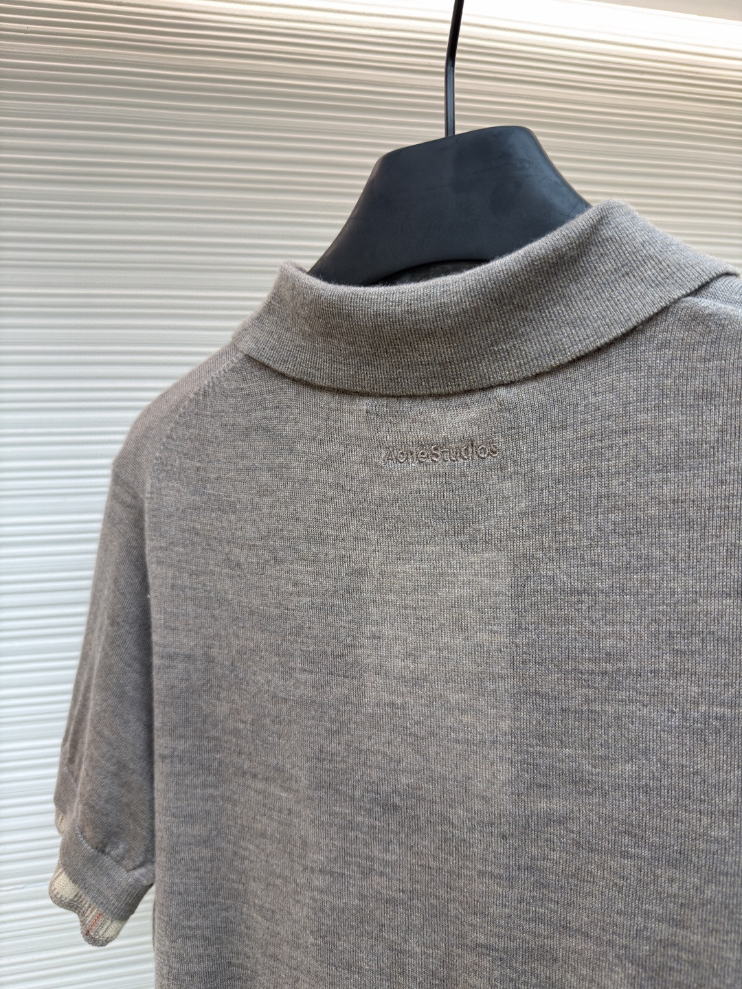 Acne Studios 假两件拼接polo领针织衫 短袖 女款 浅棕色 B0 A60644-CUO