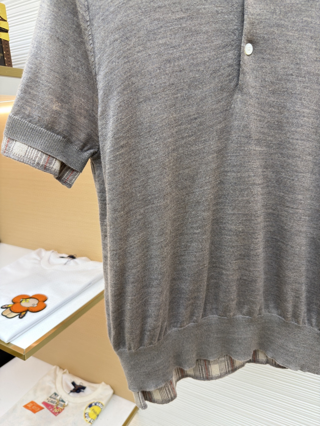 Acne Studios 假两件拼接polo领针织衫 短袖 女款 浅棕色 B0 A60644-CUO