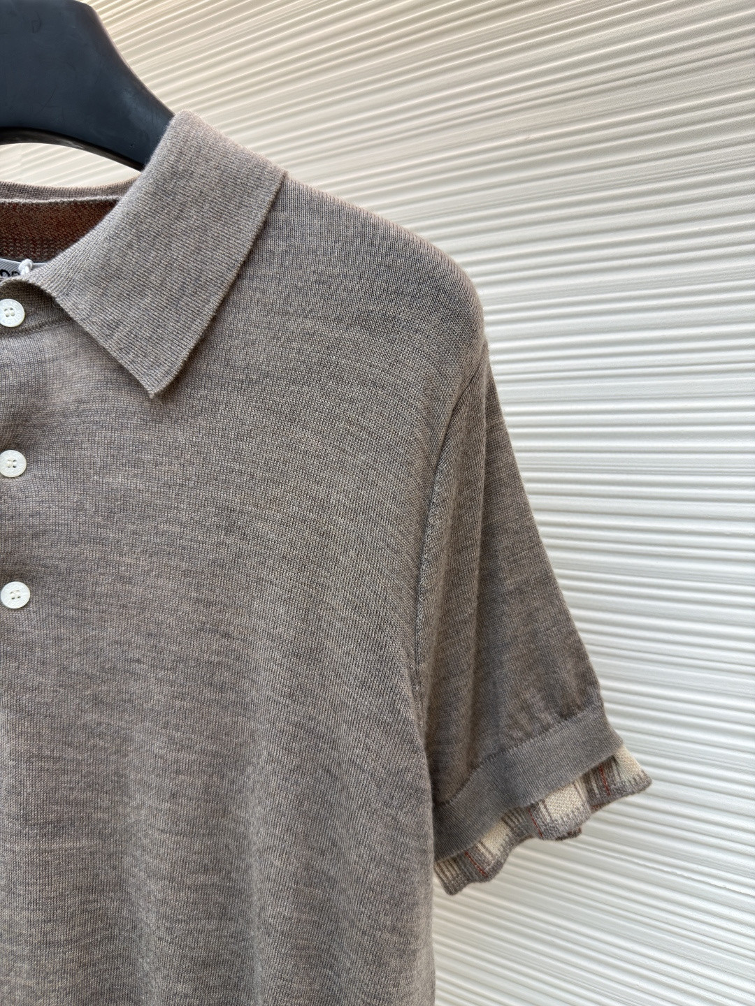 Acne Studios 假两件拼接polo领针织衫 短袖 女款 浅棕色 B0 A60644-CUO
