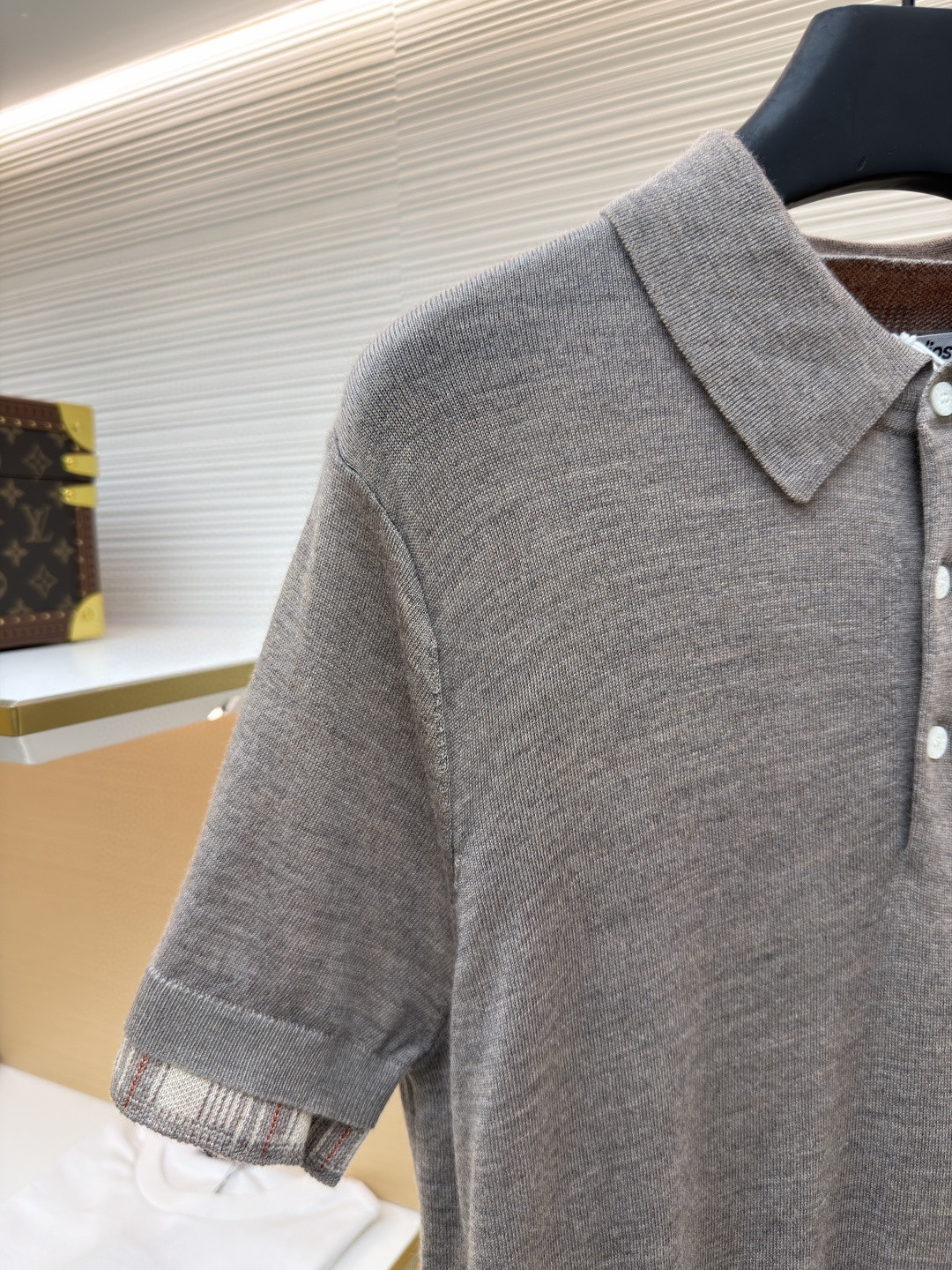 Acne Studios 假两件拼接polo领针织衫 短袖 女款 浅棕色 B0 A60644-CUO