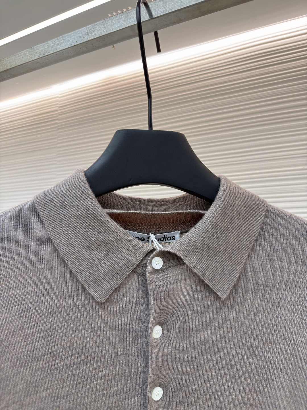 Acne Studios 假两件拼接polo领针织衫 短袖 女款 浅棕色 B0 A60644-CUO