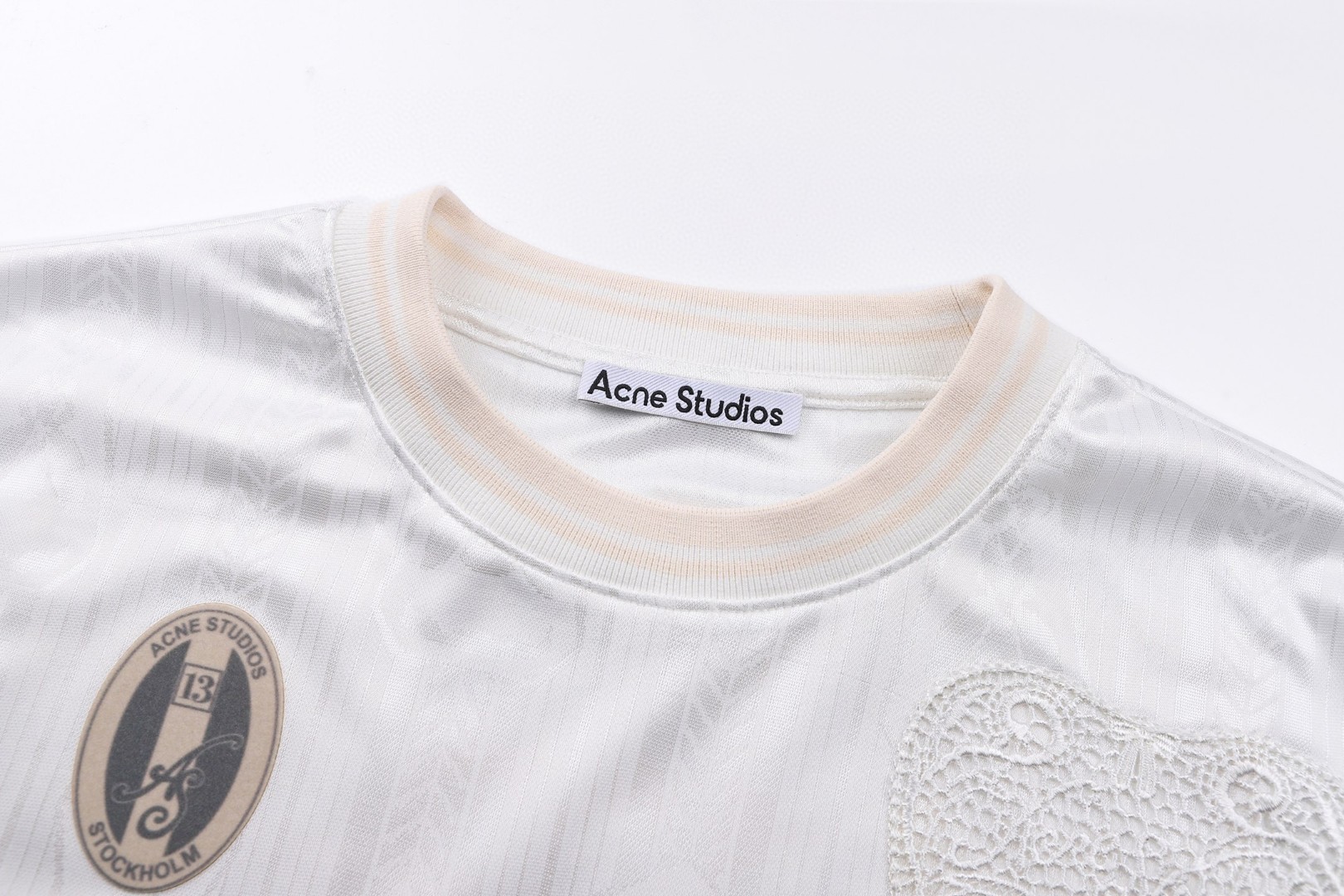 Acne Studios 足球服提花面料徽标长袖T恤 白色 B0 BL0437-100