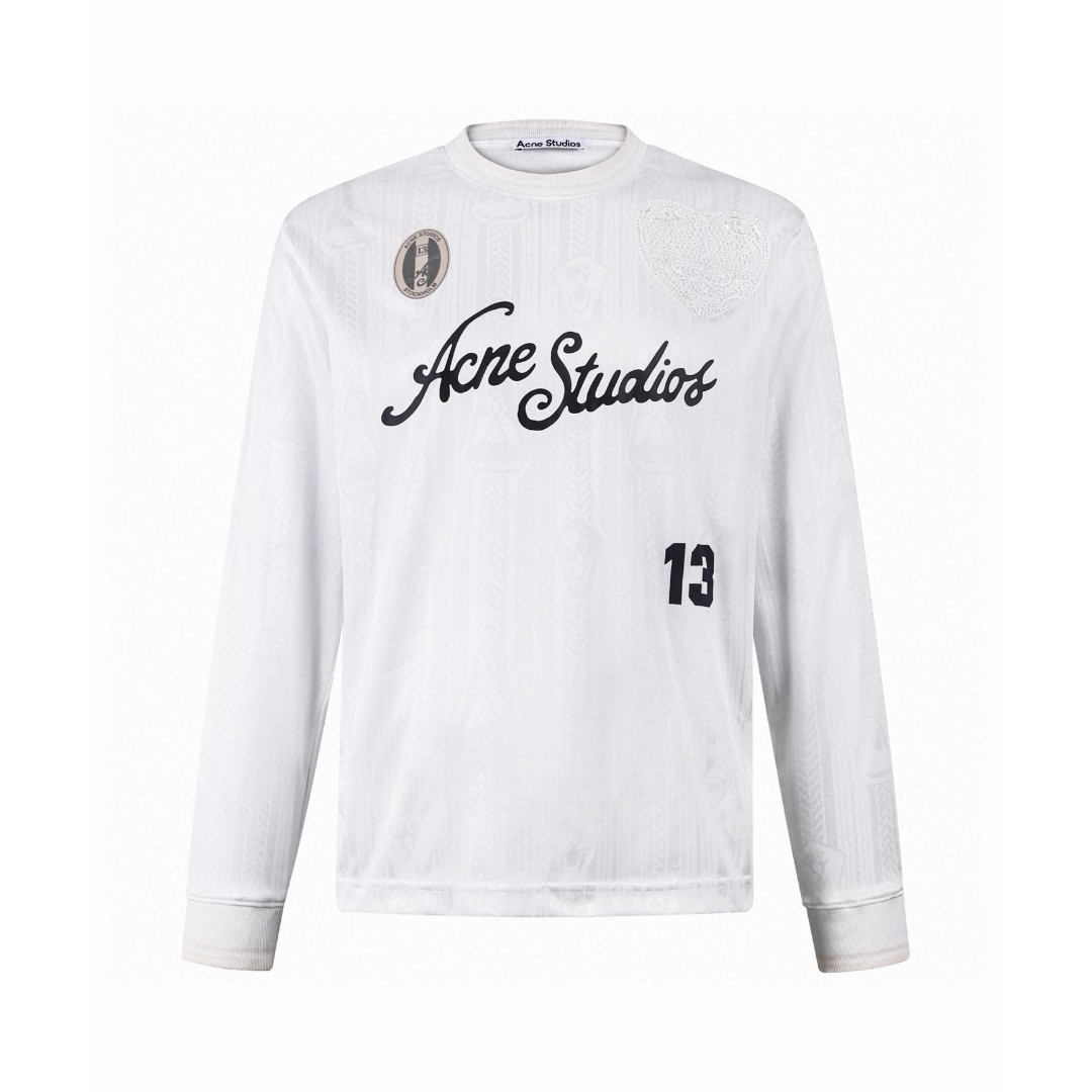 Acne Studios 足球服提花面料徽标长袖T恤 白色 B0 BL0437-100