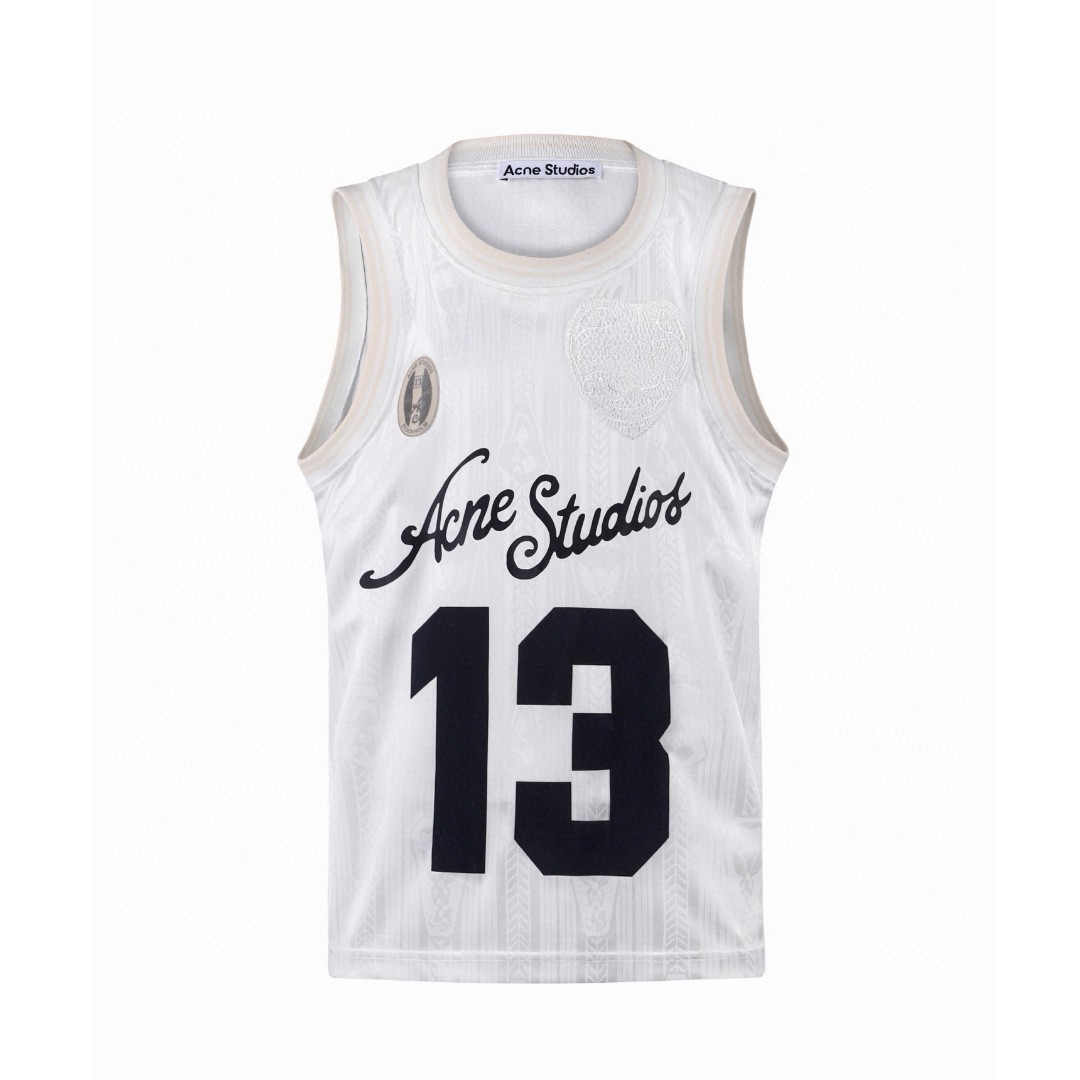 Acne Studios 足球服logo标识 背心 T恤 短袖 白色 A2 BL0438-100
