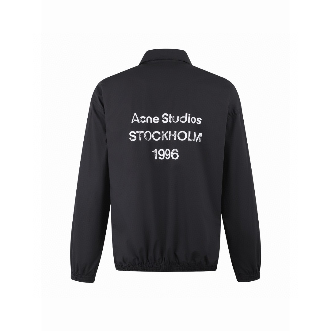 Acne Studios 印花徽标做旧双头拉链夹克 外套 长袖 白色 黑色 B5 B90863-DC6