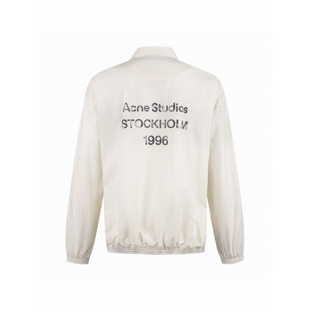 Acne Studios 印花徽标做旧双头拉链夹克 外套 长袖 白色 黑色 B5 B90863-DC6