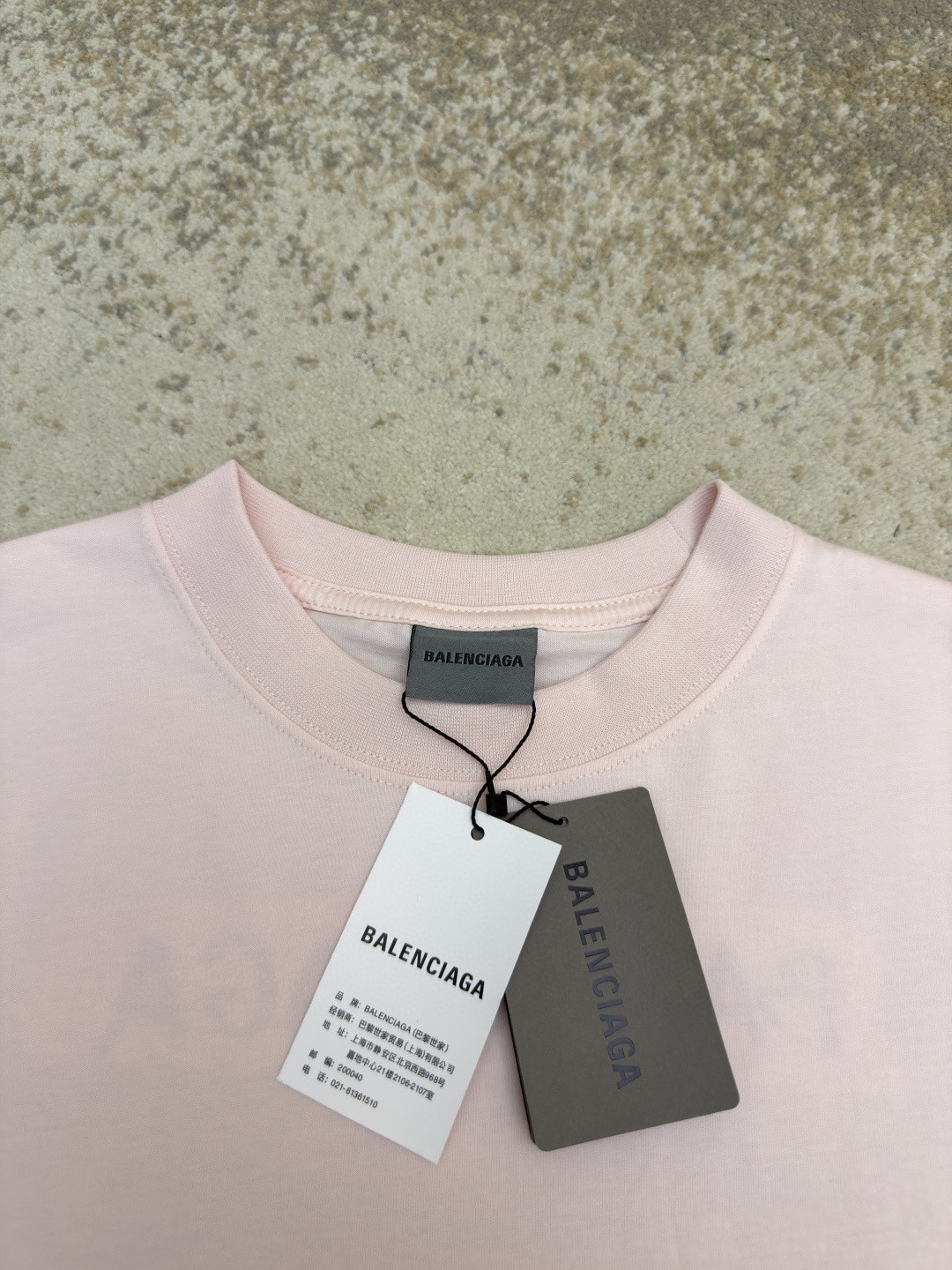 Balenciaga 巴黎世家 白底胶带印花圆领短袖 T恤 圆领 夏季 粉色 A0