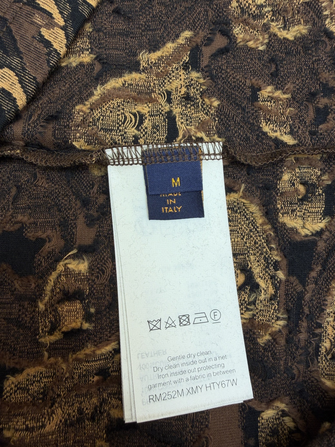 LOUIS VUITTON 路易威登 LV 豹纹提花圆领短袖 T恤 夏款 棕色 B0 1AIMK8