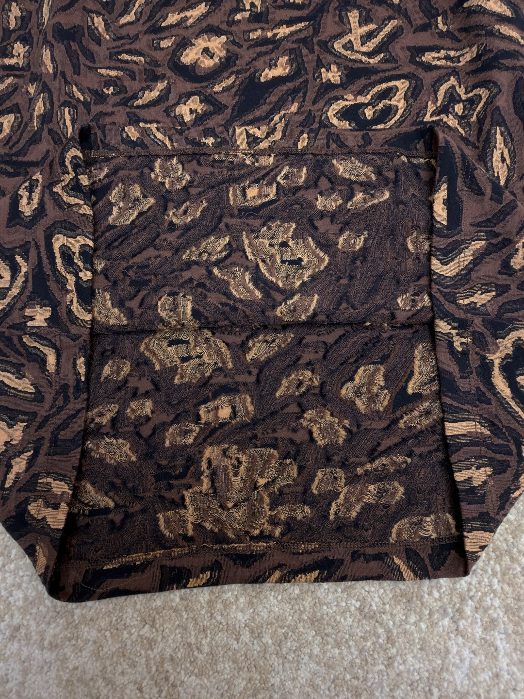 LOUIS VUITTON 路易威登 LV 豹纹提花圆领短袖 T恤 夏款 棕色 B0 1AIMK8