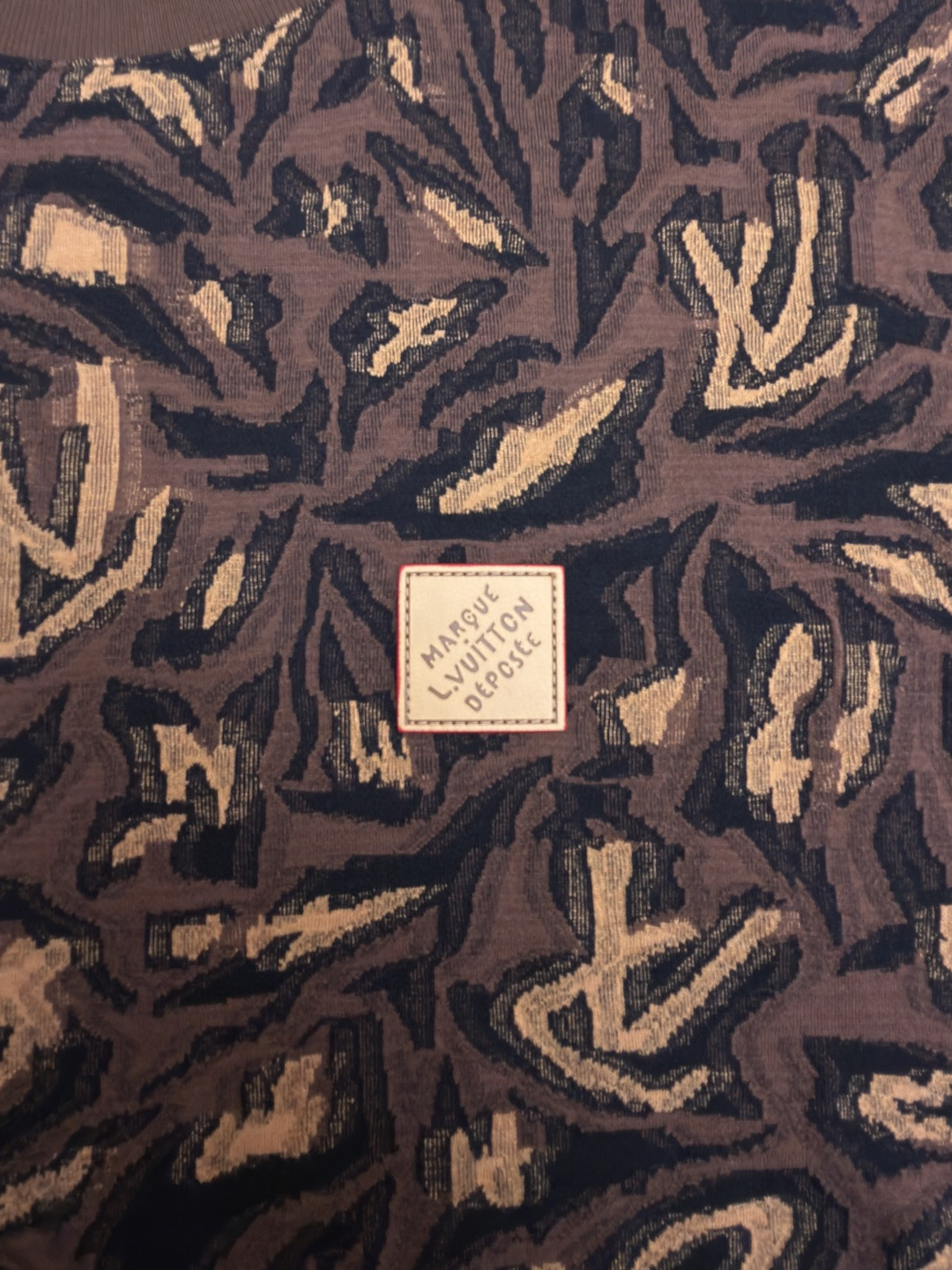 LOUIS VUITTON 路易威登 LV 豹纹提花圆领短袖 T恤 夏款 棕色 B0 1AIMK8