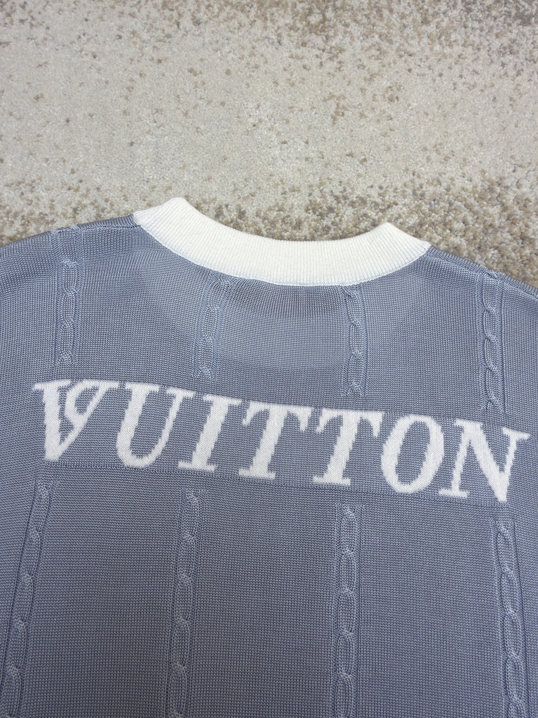 LOUIS VUITTON 路易威登 LV 徽章刺绣针织衫 短袖 T恤 夏款 蓝色 B0 1AIJYJ