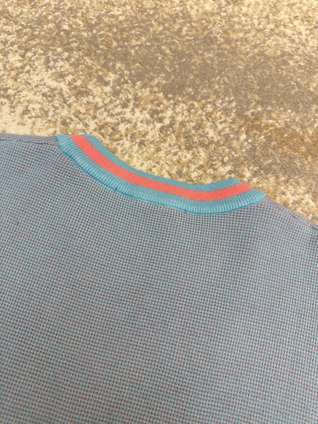 LOUIS VUITTON 路易威登 LV 华夫格海豚提花针织衫 短袖 T恤 夏款 灰蓝色 B0 1AHVO0