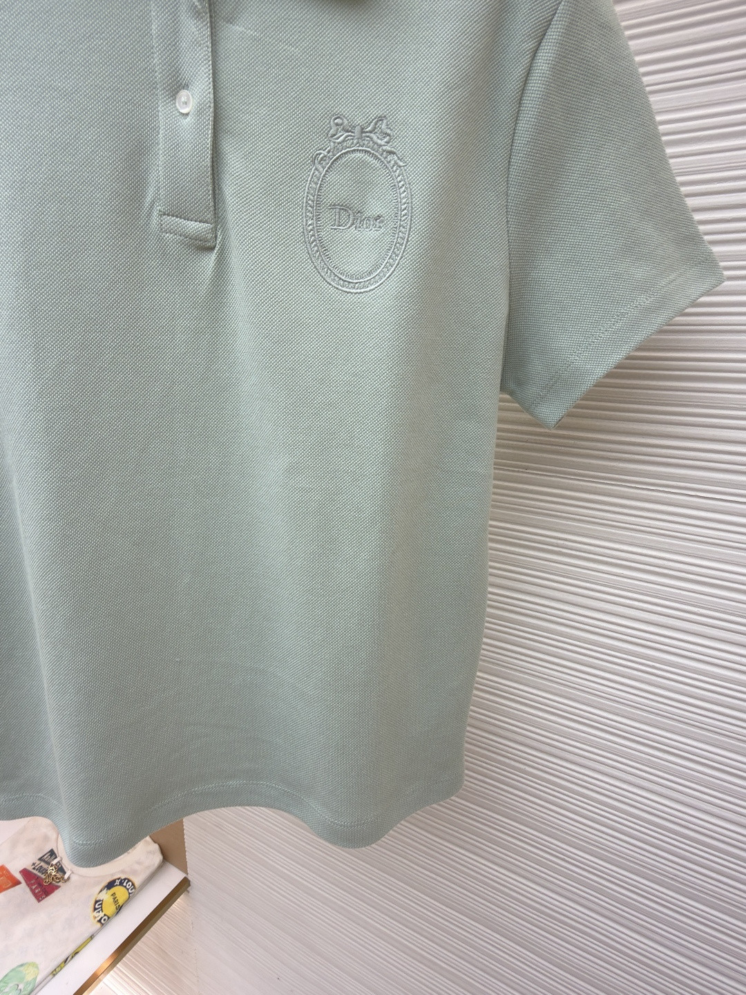 DIOR 迪奥 徽章刺绣Polo衫 短袖 女款 白色 绿色 粉色 A0 623T16A4C95-X0150