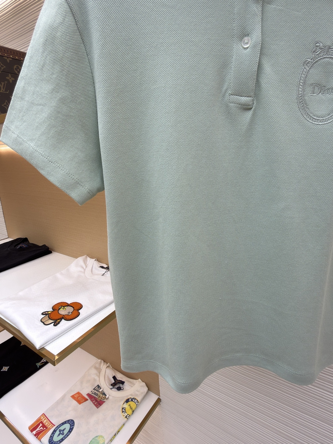 DIOR 迪奥 徽章刺绣Polo衫 短袖 女款 白色 绿色 粉色 A0 623T16A4C95-X0150