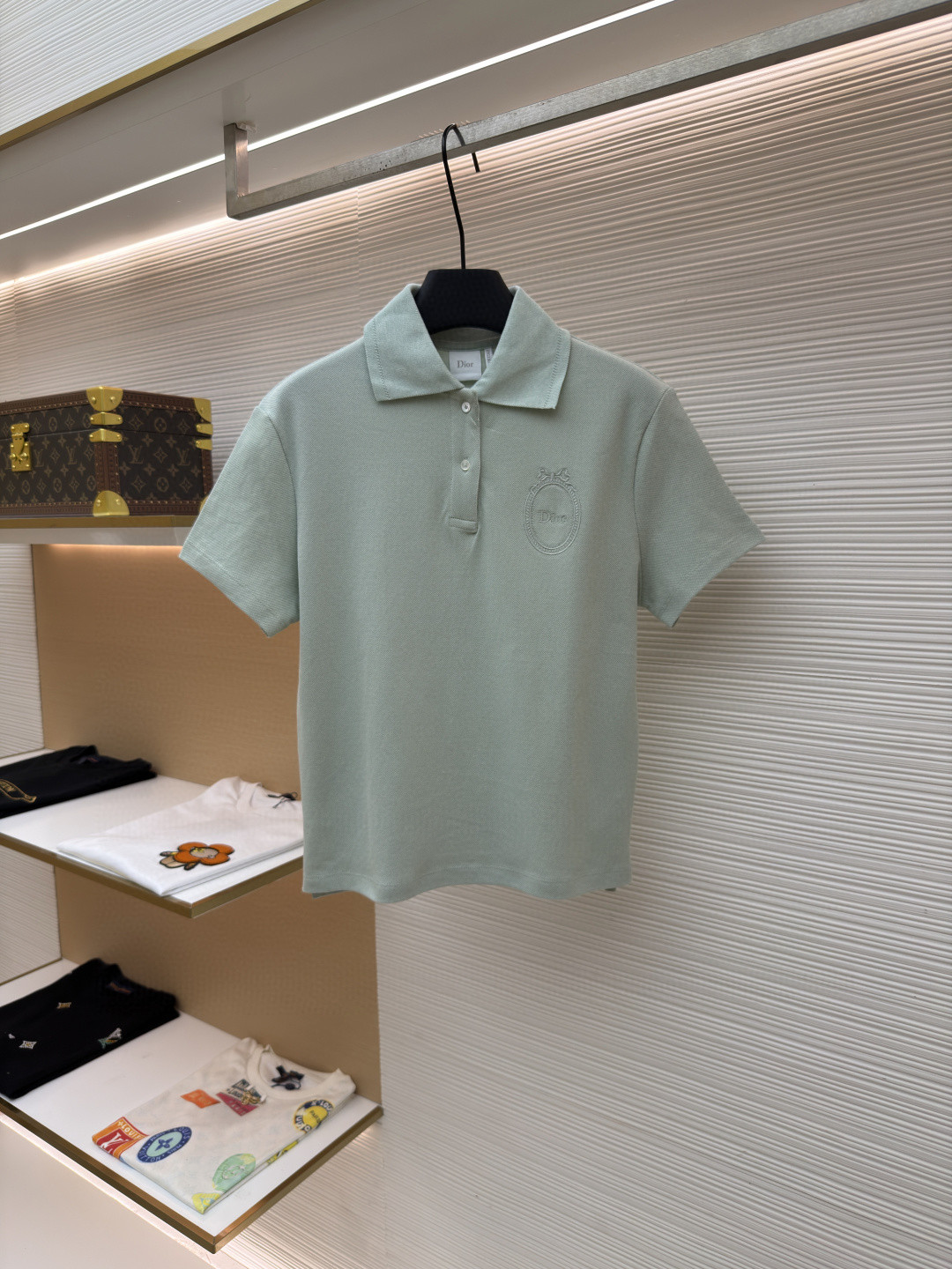 DIOR 迪奥 徽章刺绣Polo衫 短袖 女款 白色 绿色 粉色 A0 623T16A4C95-X0150