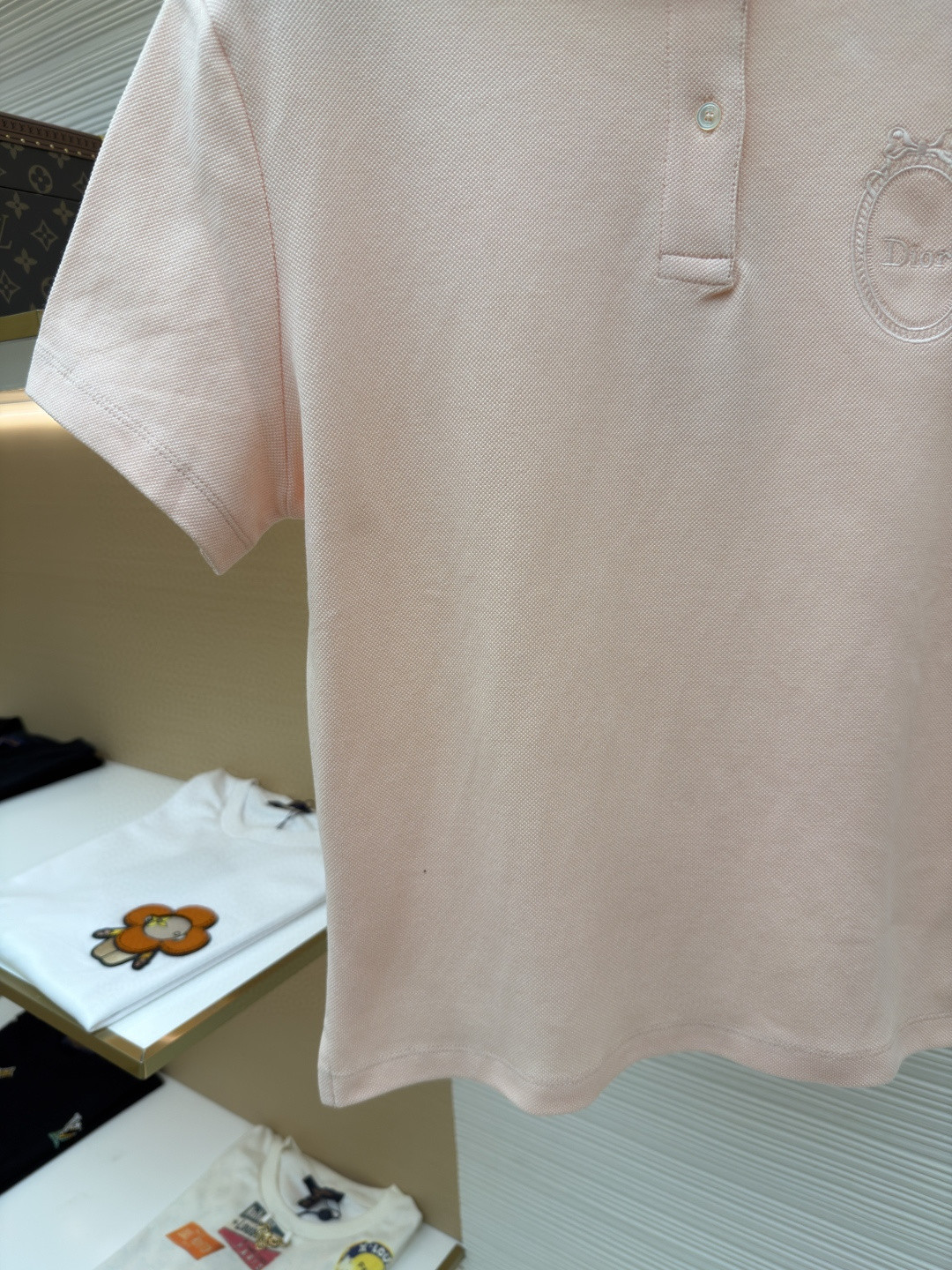 DIOR 迪奥 徽章刺绣Polo衫 短袖 女款 白色 绿色 粉色 A0 623T16A4C95-X0150