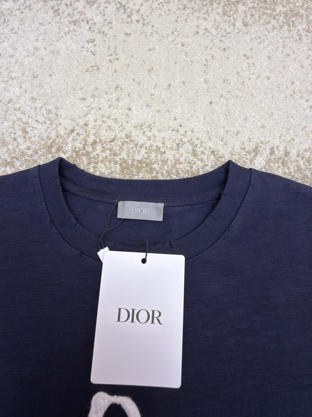 DIOR 迪奥 毛巾绣印花圆领短袖 T恤 夏季 白色 海军蓝 A0 583J696A0849-C085
