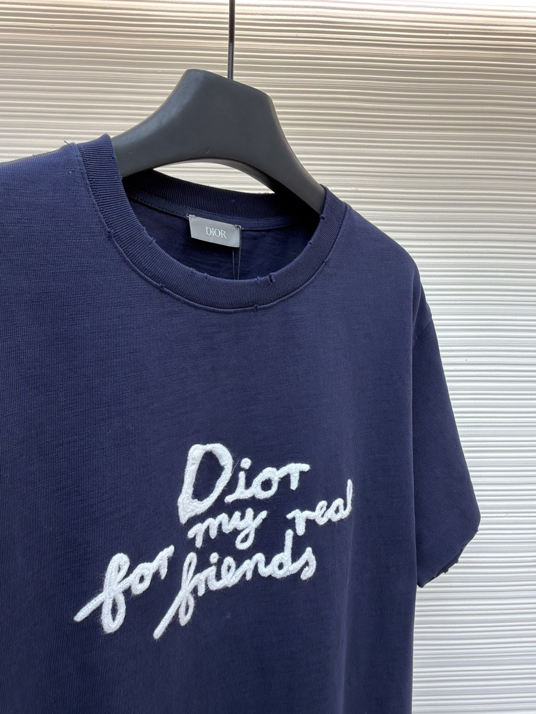 DIOR 迪奥 毛巾绣印花圆领短袖 T恤 夏季 白色 海军蓝 A0 583J696A0849-C085