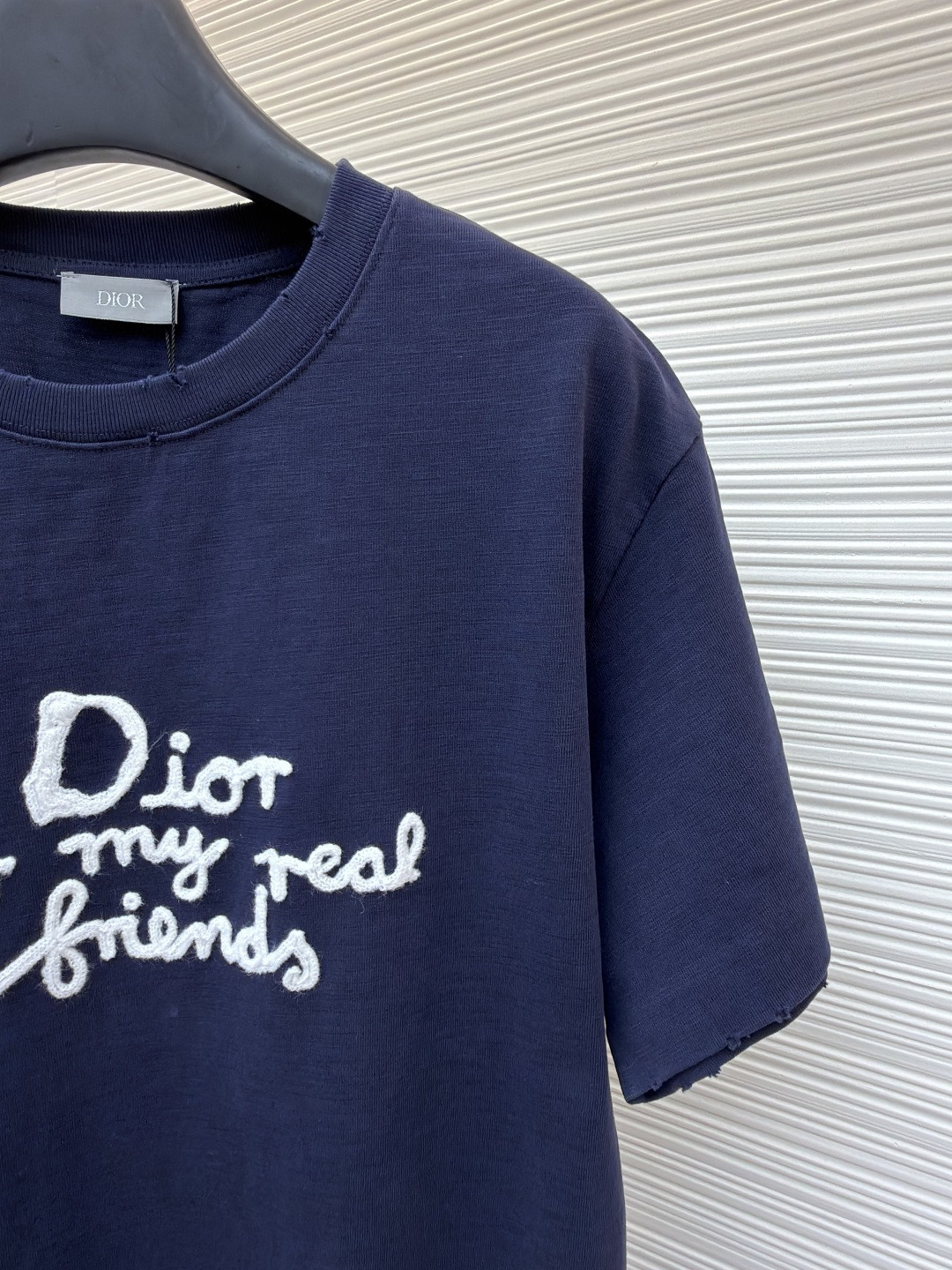 DIOR 迪奥 毛巾绣印花圆领短袖 T恤 夏季 白色 海军蓝 A0 583J696A0849-C085