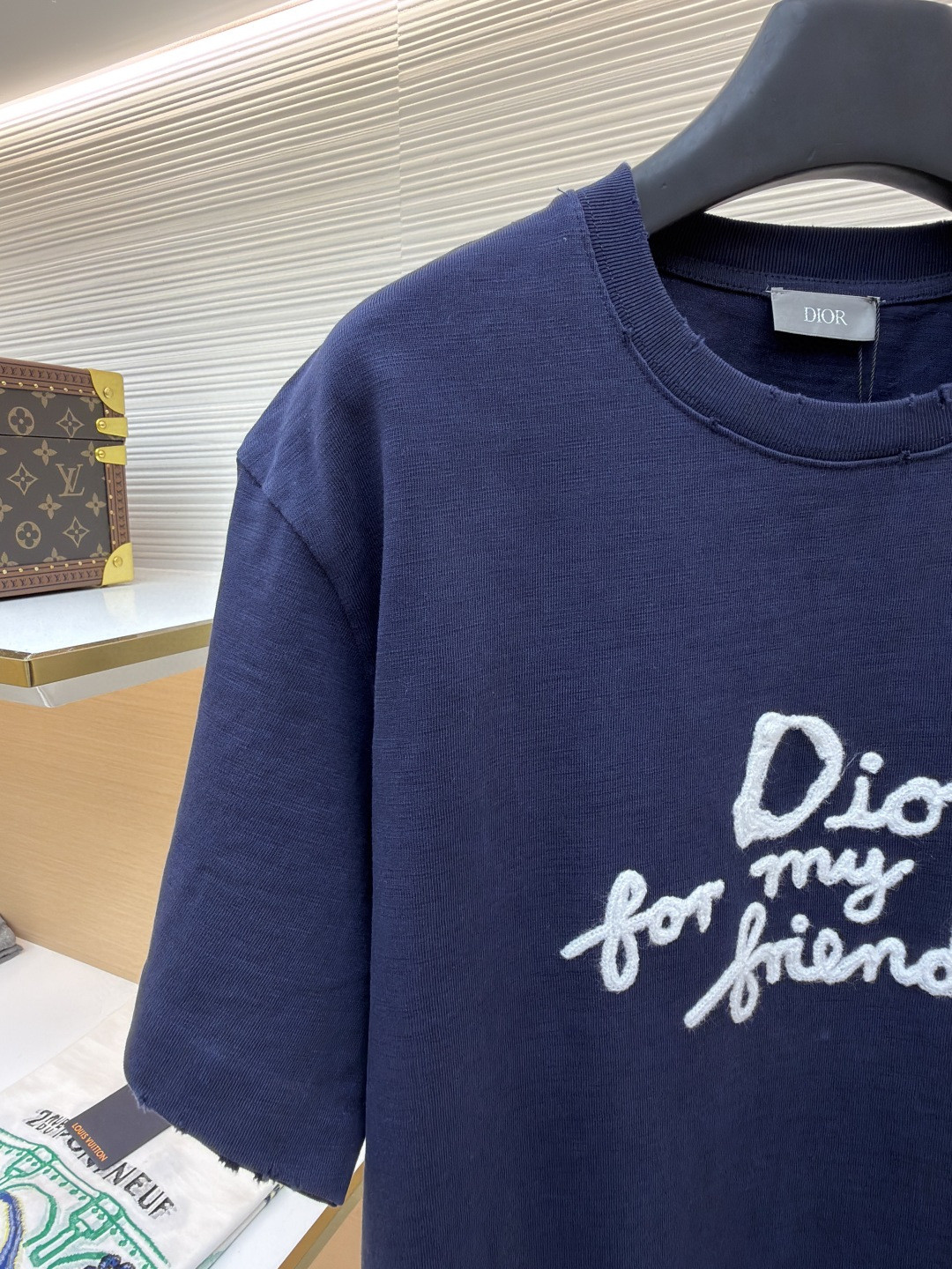 DIOR 迪奥 毛巾绣印花圆领短袖 T恤 夏季 白色 海军蓝 A0 583J696A0849-C085
