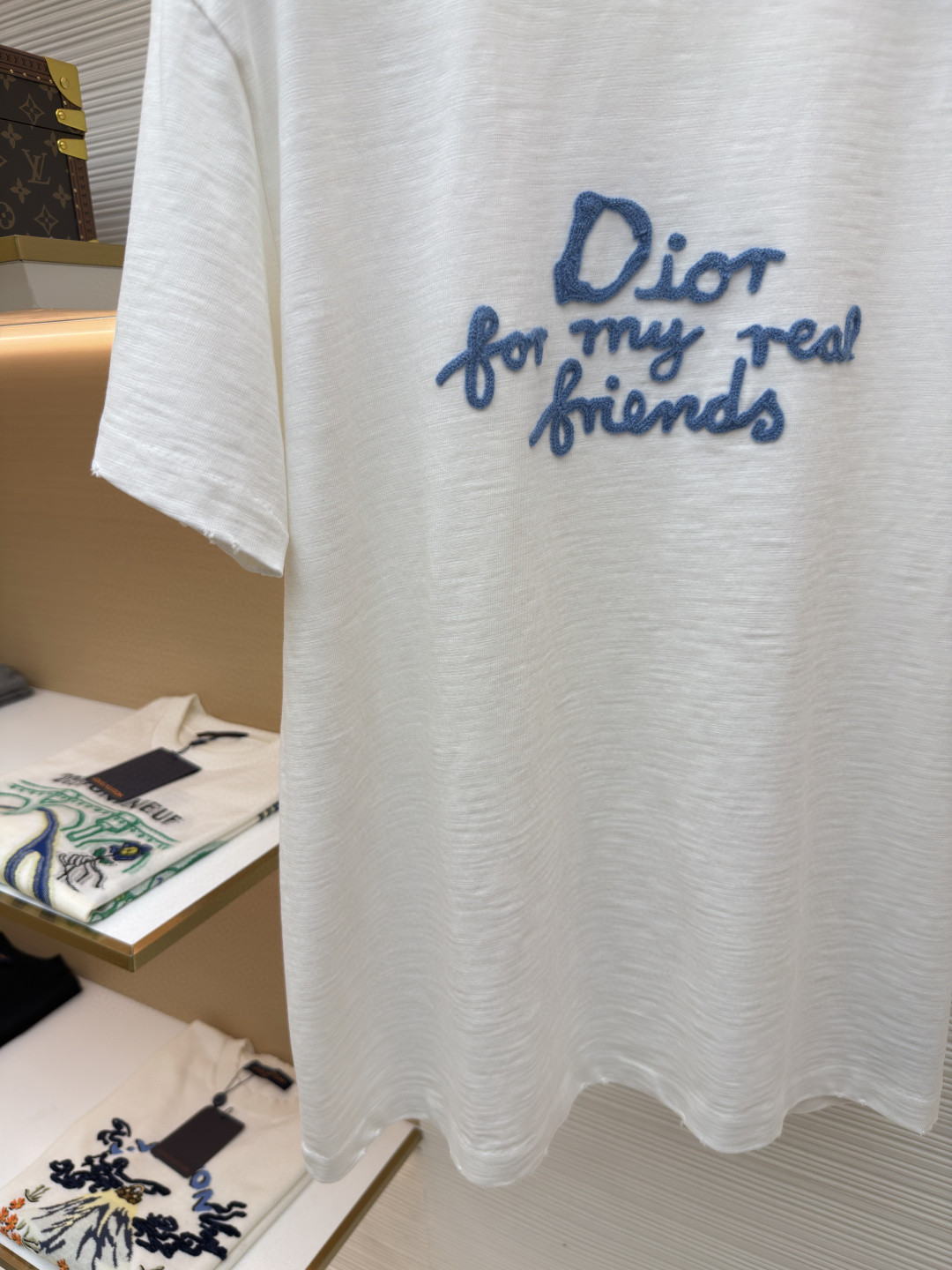 DIOR 迪奥 毛巾绣印花圆领短袖 T恤 夏季 白色 海军蓝 A0 583J696A0849-C085