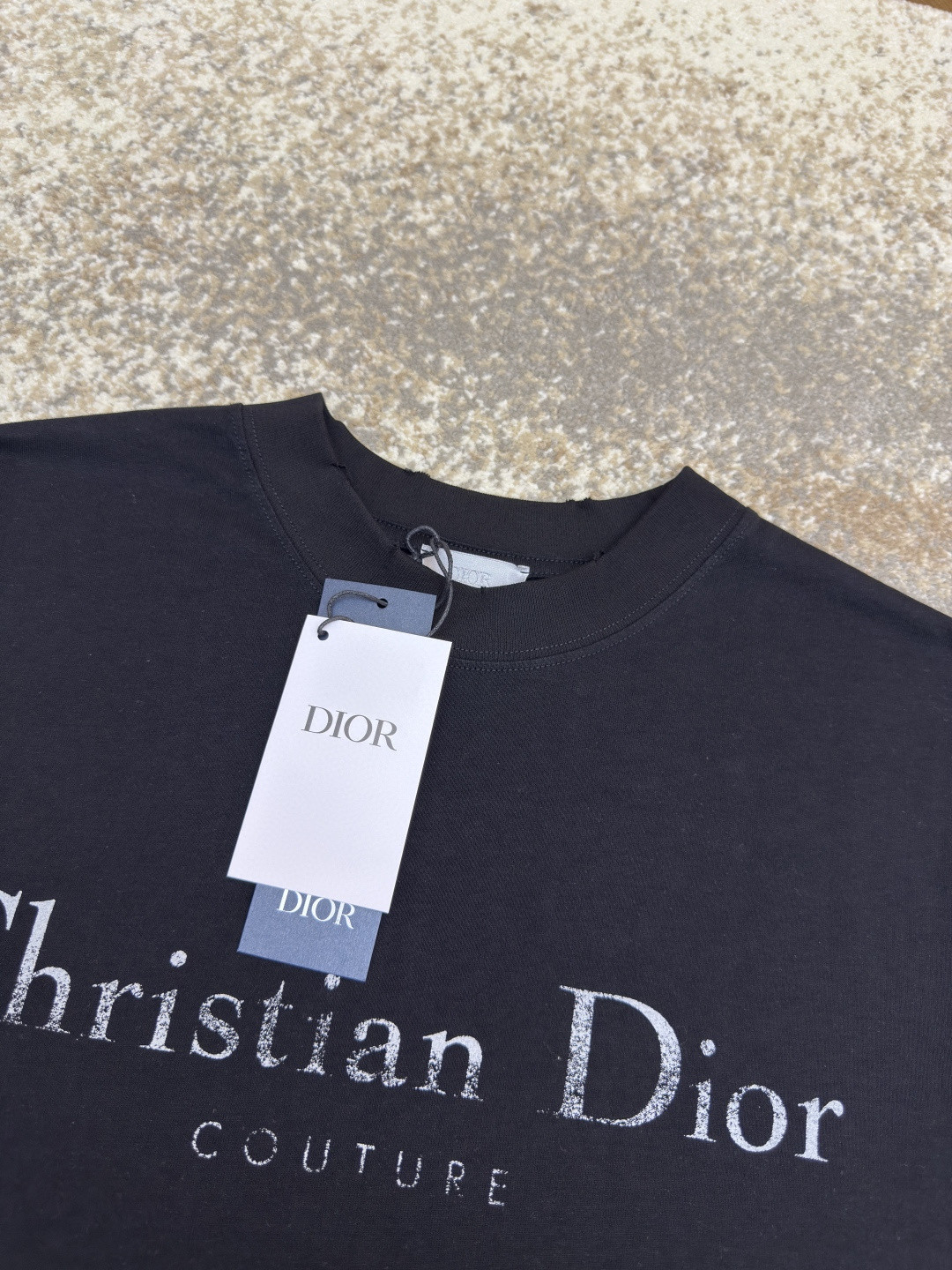 DIOR 迪奥 做旧字母标识印花圆领短袖 T恤 夏季 白色 黑色 A0 593J696X0677-C085