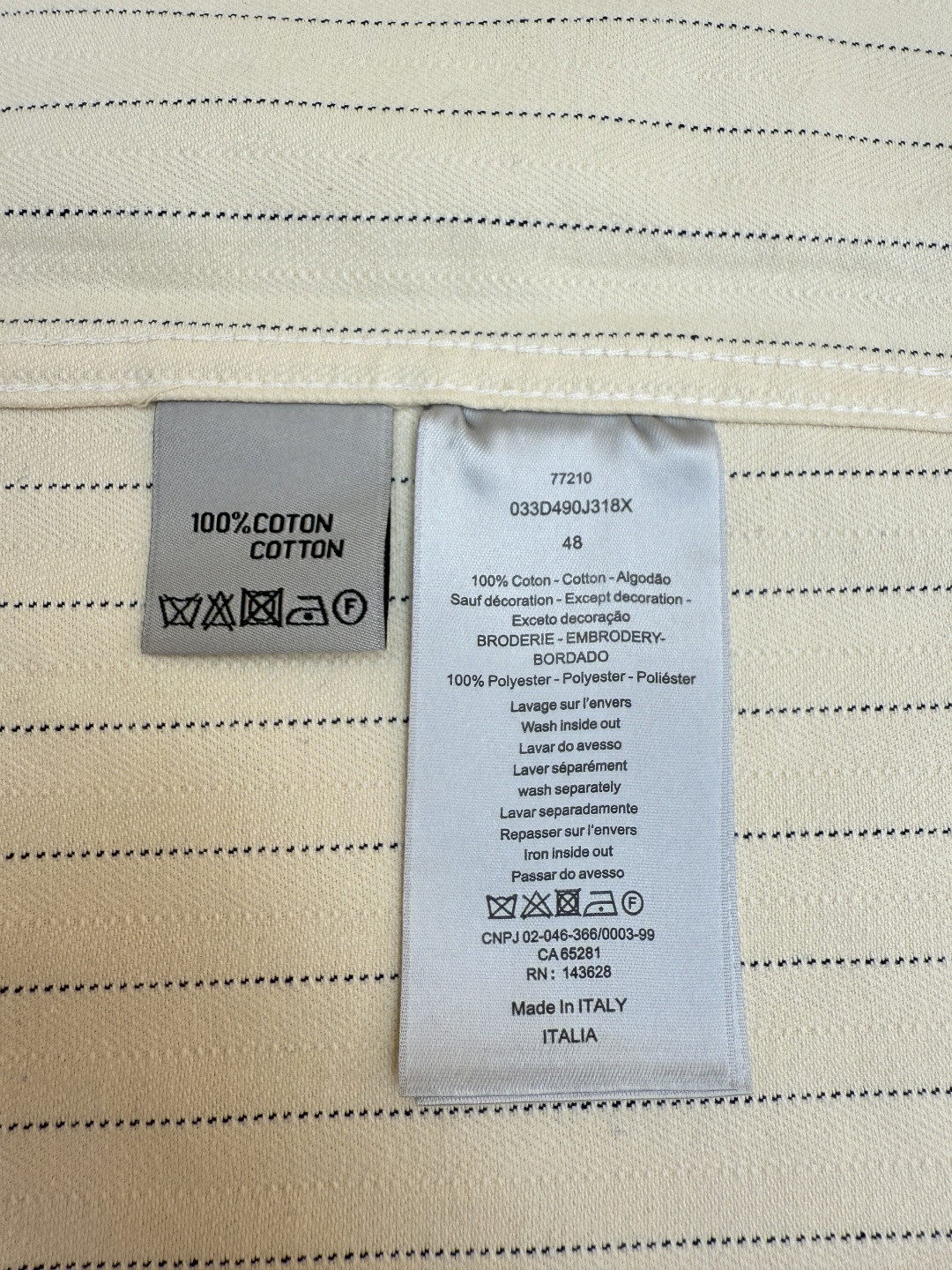 DIOR 迪奥 条纹刺绣衬衫夹克 外套 长袖 米白色 B5 033D490J318X-C085