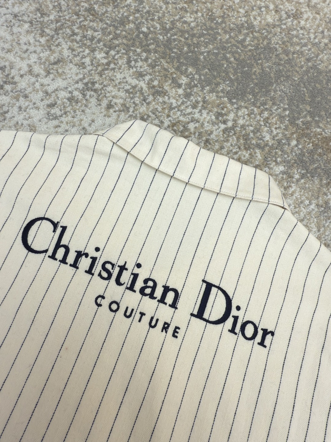 DIOR 迪奥 条纹刺绣衬衫夹克 外套 长袖 米白色 B5 033D490J318X-C085