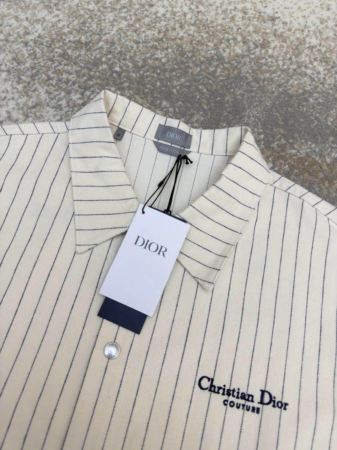 DIOR 迪奥 条纹刺绣衬衫夹克 外套 长袖 米白色 B5 033D490J318X-C085