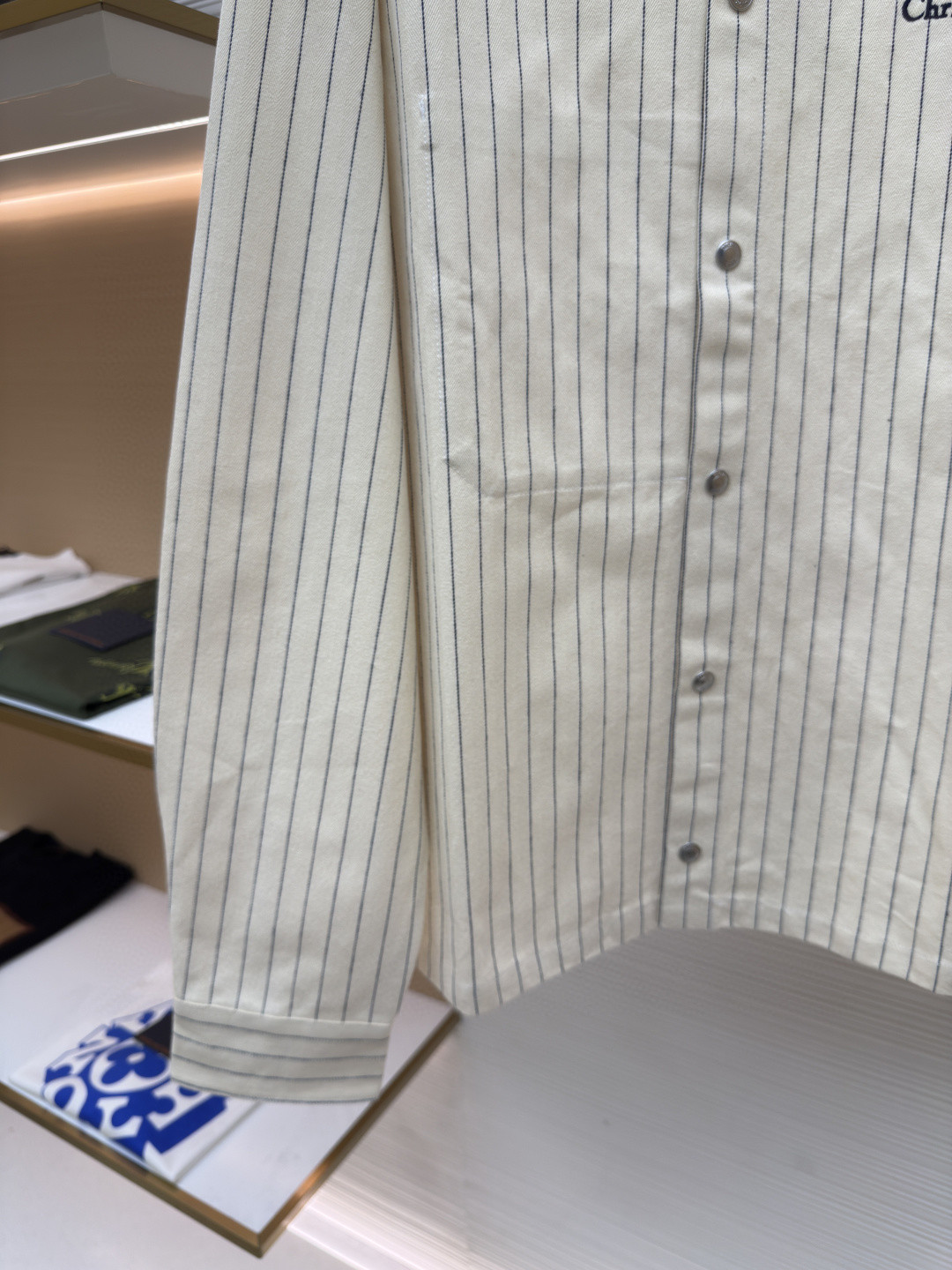 DIOR 迪奥 条纹刺绣衬衫夹克 外套 长袖 米白色 B5 033D490J318X-C085