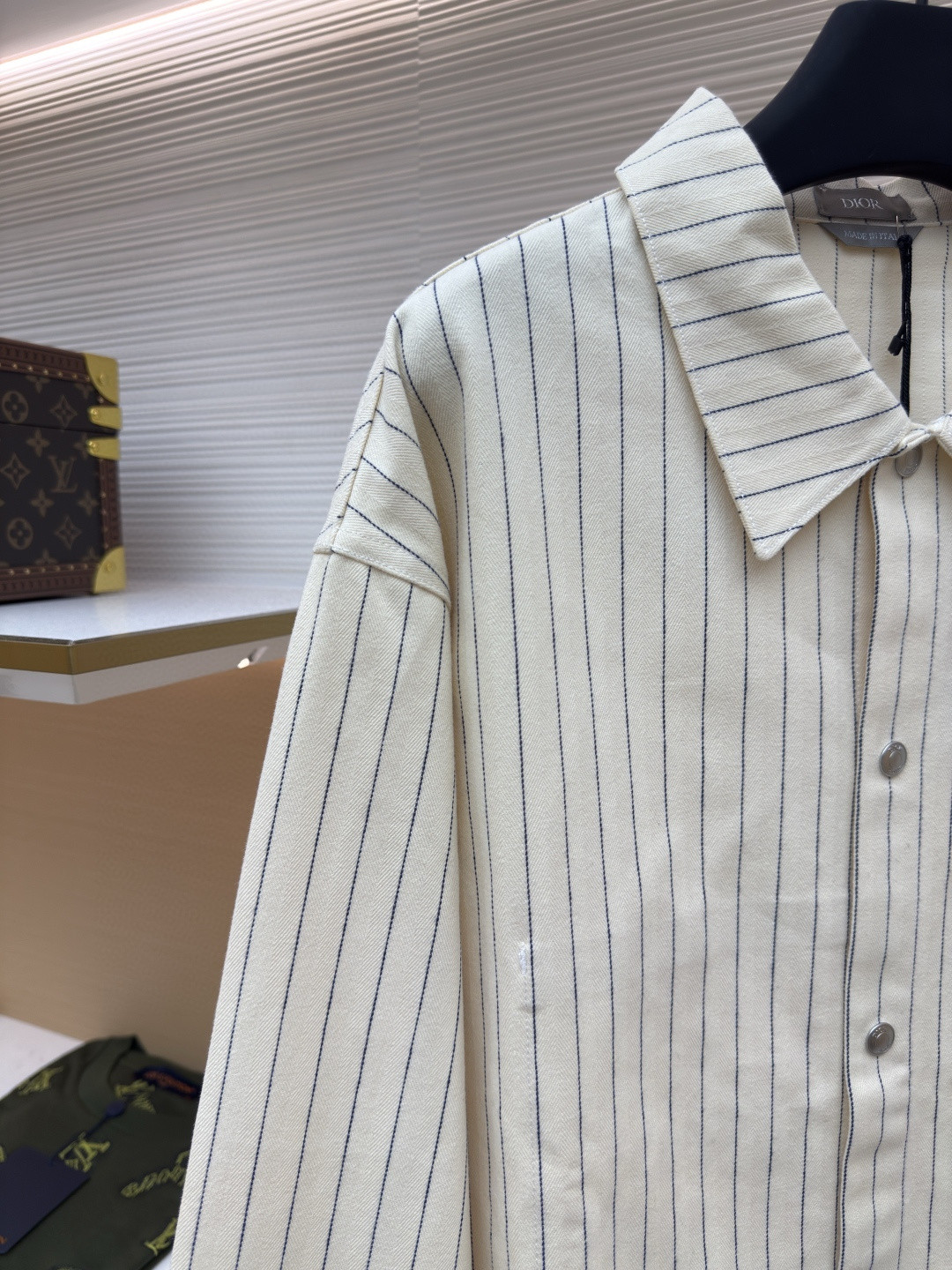 DIOR 迪奥 条纹刺绣衬衫夹克 外套 长袖 米白色 B5 033D490J318X-C085