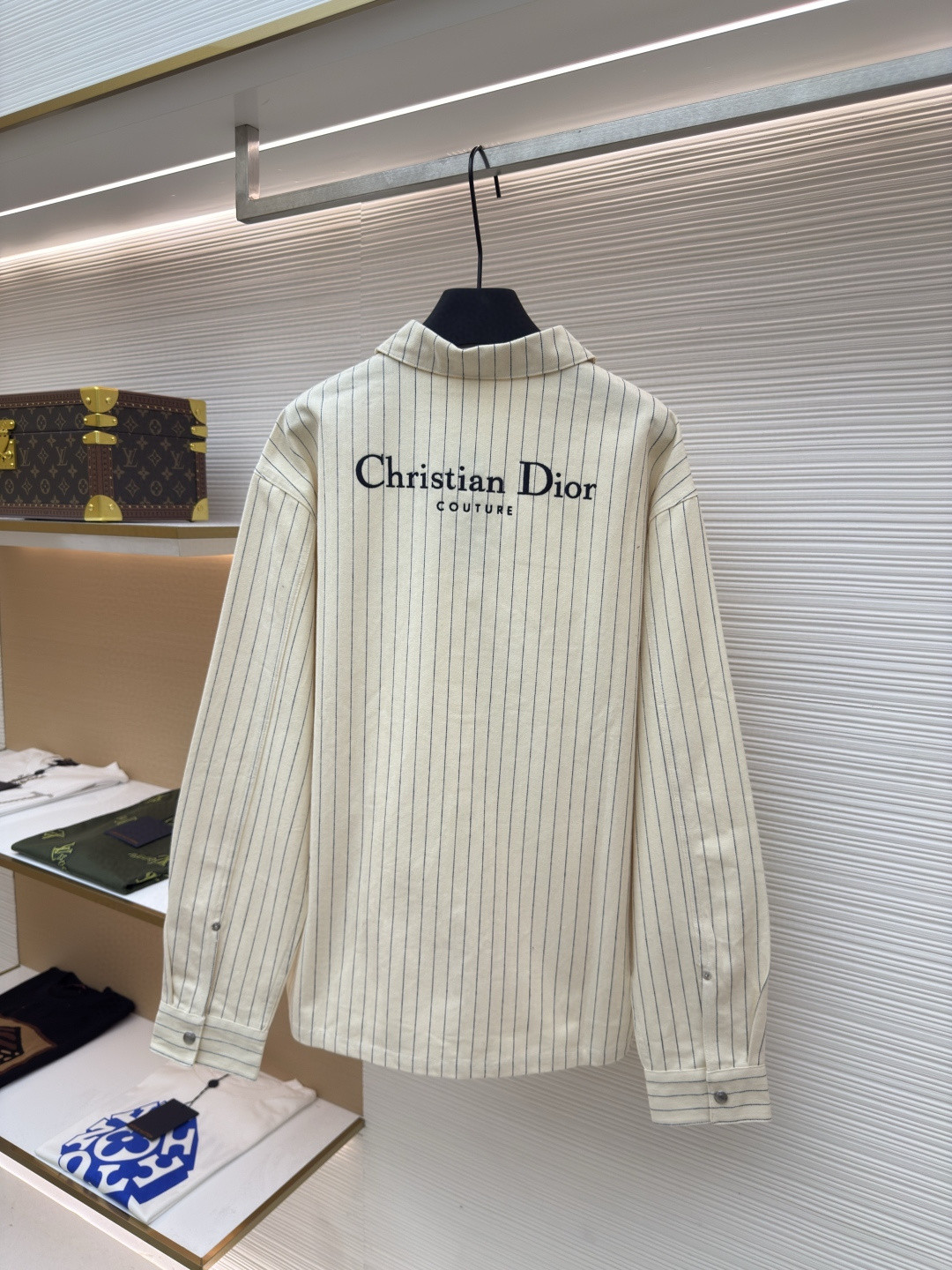 DIOR 迪奥 条纹刺绣衬衫夹克 外套 长袖 米白色 B5 033D490J318X-C085