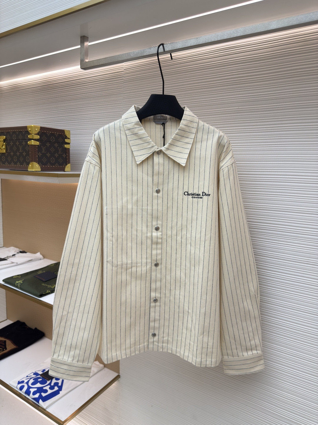 DIOR 迪奥 条纹刺绣衬衫夹克 外套 长袖 米白色 B5 033D490J318X-C085