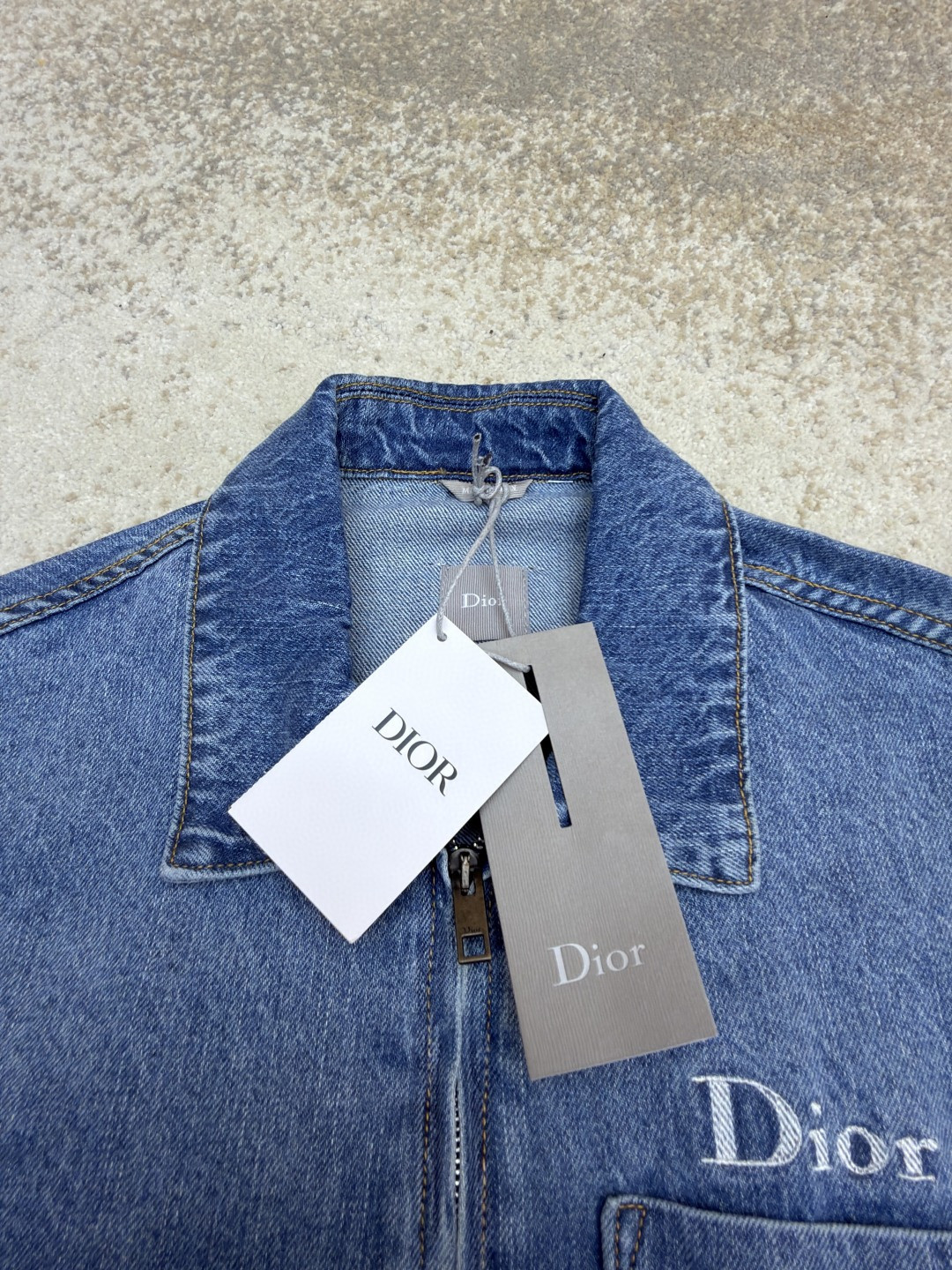 DIOR 迪奥 口袋刺绣拉链工装牛仔外套 夹克 外套 长袖 蓝色 B5 683D487A3062-C580