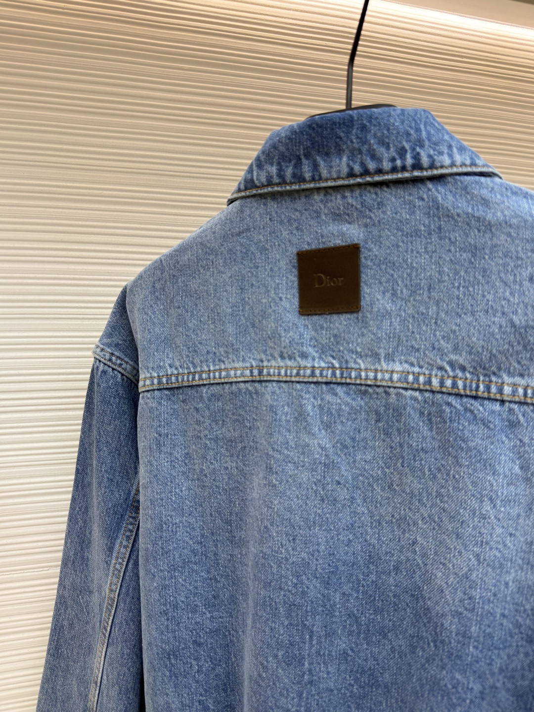 DIOR 迪奥 口袋刺绣拉链工装牛仔外套 夹克 外套 长袖 蓝色 B5 683D487A3062-C580