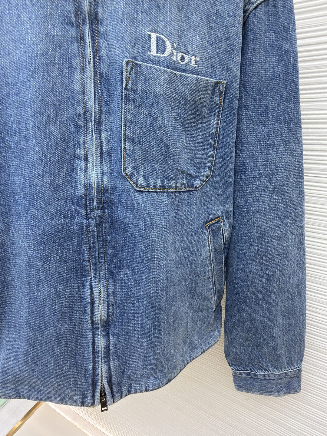 DIOR 迪奥 口袋刺绣拉链工装牛仔外套 夹克 外套 长袖 蓝色 B5 683D487A3062-C580