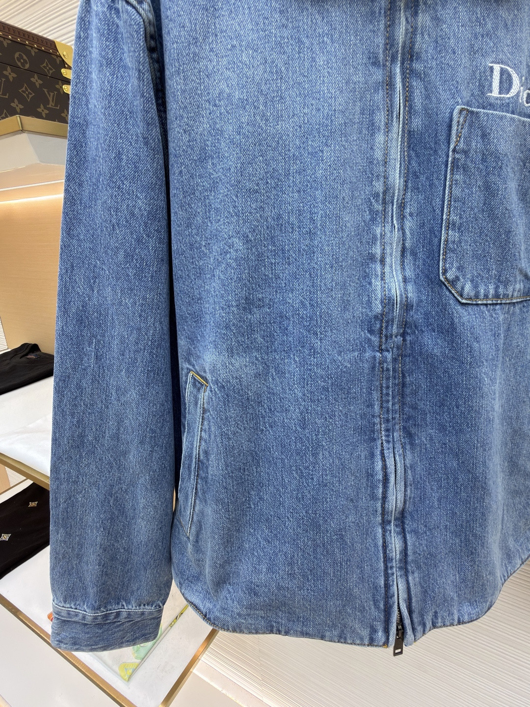 DIOR 迪奥 口袋刺绣拉链工装牛仔外套 夹克 外套 长袖 蓝色 B5 683D487A3062-C580