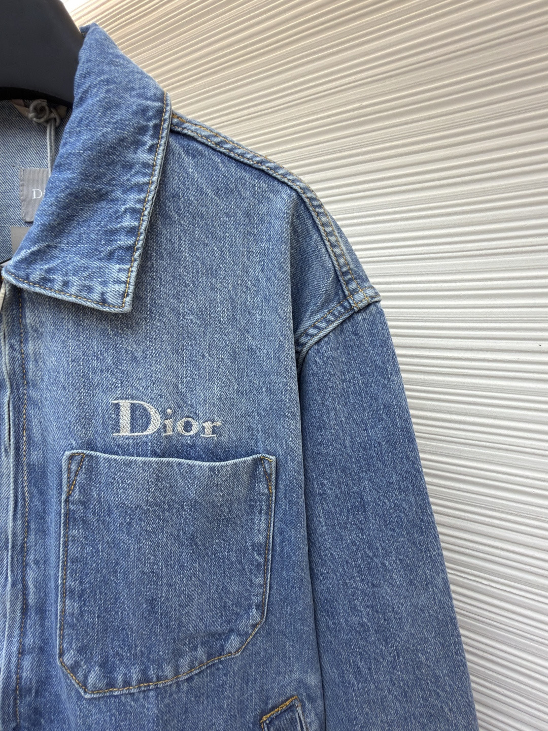 DIOR 迪奥 口袋刺绣拉链工装牛仔外套 夹克 外套 长袖 蓝色 B5 683D487A3062-C580