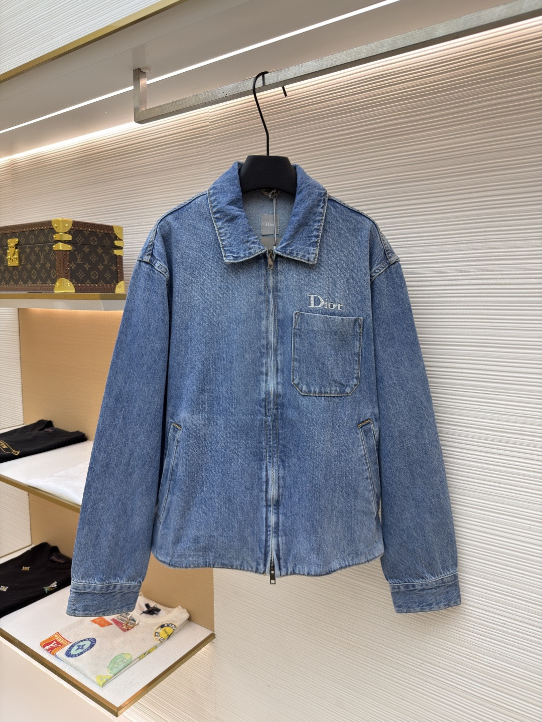 DIOR 迪奥 口袋刺绣拉链工装牛仔外套 夹克 外套 长袖 蓝色 B5 683D487A3062-C580