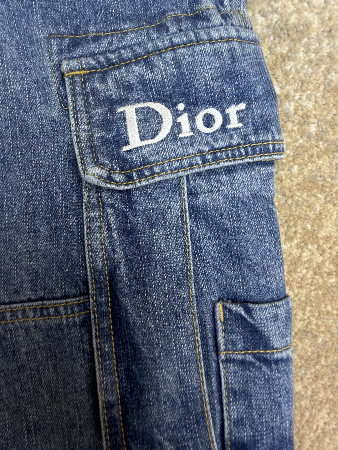 DIOR 迪奥 口袋刺绣工装牛仔裤 长裤 裤子 蓝色 B5 683D182B3062-C530