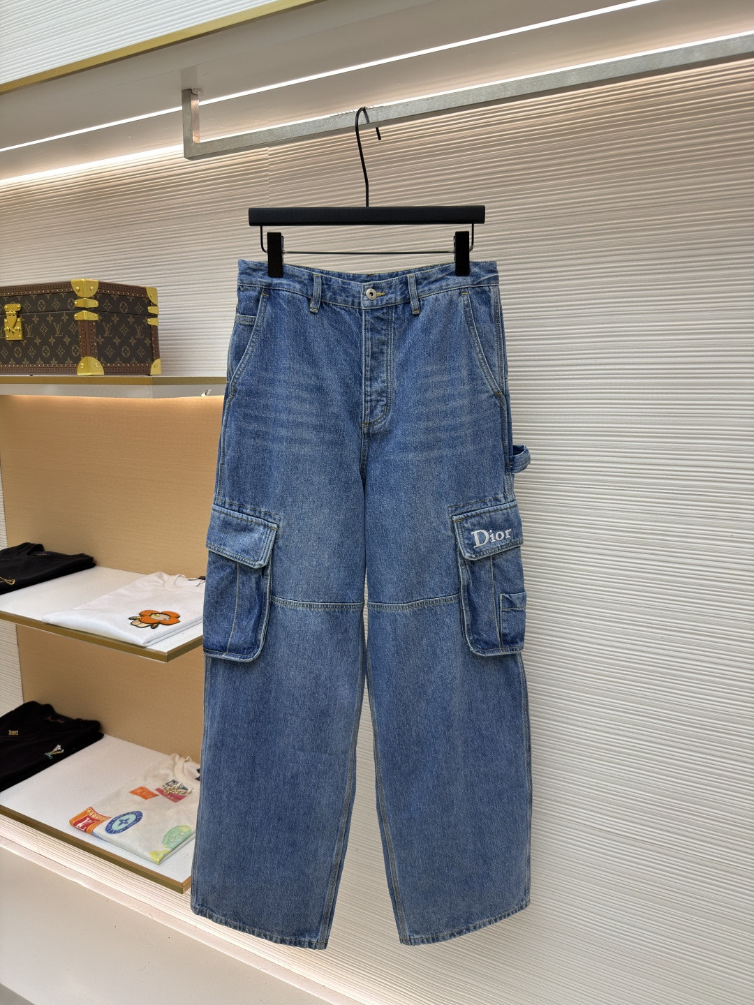 DIOR 迪奥 口袋刺绣工装牛仔裤 长裤 裤子 蓝色 B5 683D182B3062-C530