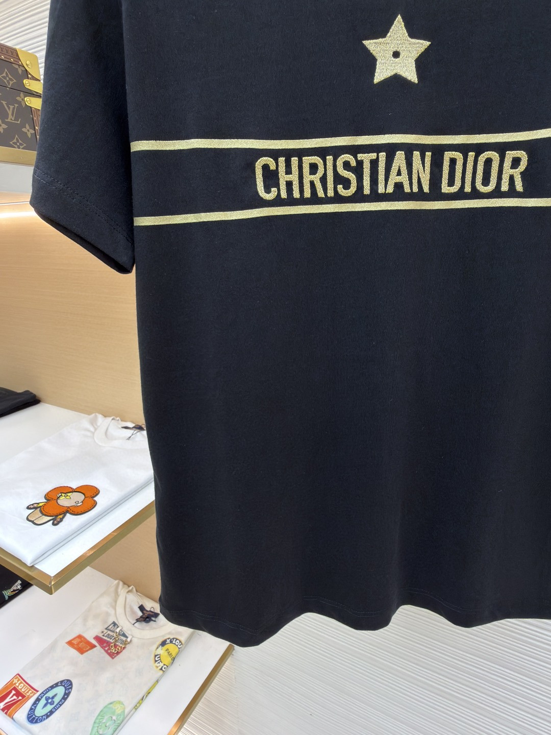 DIOR 迪奥 幸运星刺绣圆领短袖 T恤 夏款 女款 白色 黑色 A0 613T06E4414-X1991